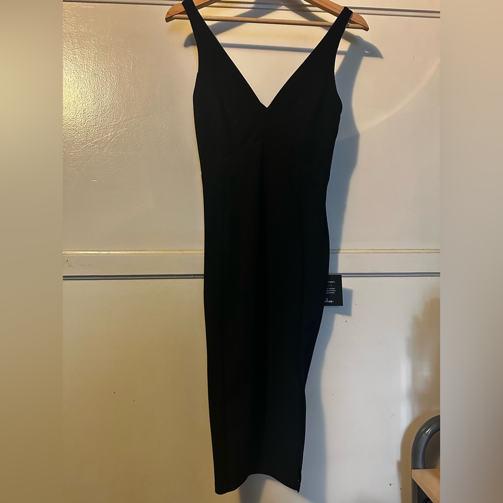 (NWT) Lulus Iconic Moment Black Bodycon Midi Dress, Women’s XS
